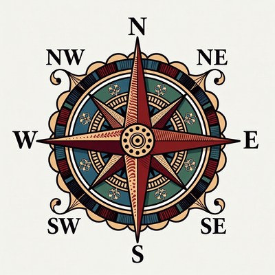 Colorful Compass Rose Illustration