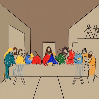 Last Supper illustration with Jesus and apostles