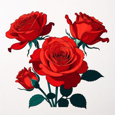 Red Roses Bouquet Illustration