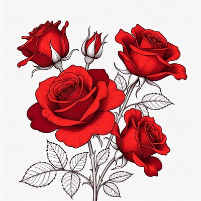 Red Roses Bouquet Illustration