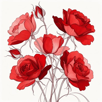 Red Roses Bouquet Illustration