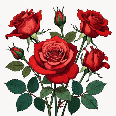 Red Roses Bouquet Illustration