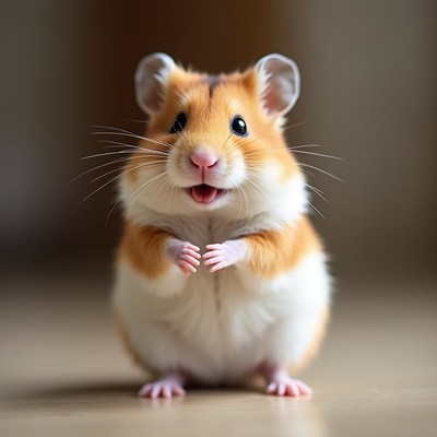 Cute hamster standing with paws up