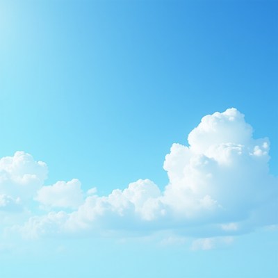 Fluffy White Clouds in Blue Sky