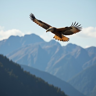 Sea Eagle Flying Over Mountains