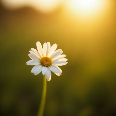White Daisy in Golden Sunset