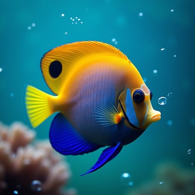Yellow Tang Fish on Coral