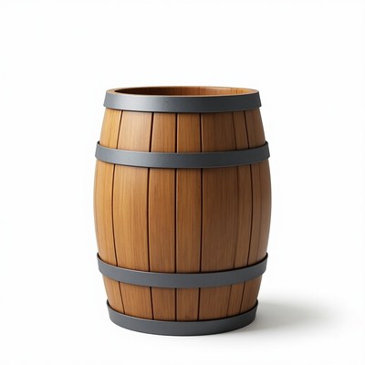 Wooden Barrel on White Background