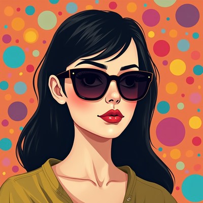 Woman with sunglasses and polka dots