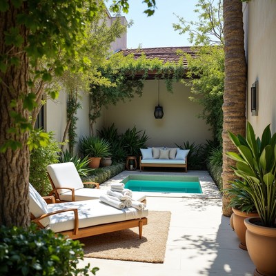 Lush Tropical Courtyard Pool Lounge