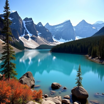 Moraine Lake with turquoise water