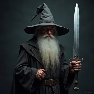 Wizard holding sword