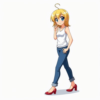 Anime girl peace sign pose