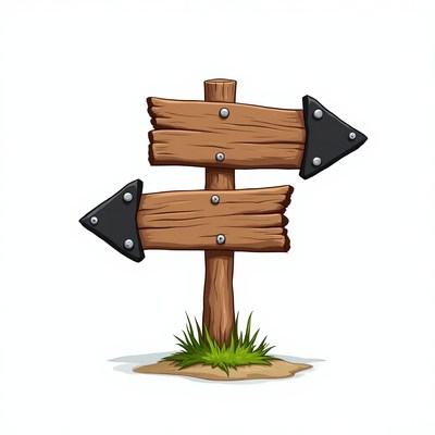 Wooden Signpost with Opposite Arrows