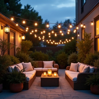 Cozy Outdoor Patio with String Lights