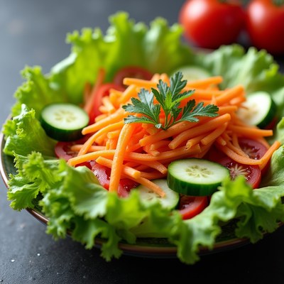 Fresh salad with carrots and tomatoes
