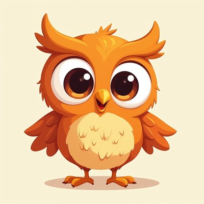 Cute cartoon orange owl