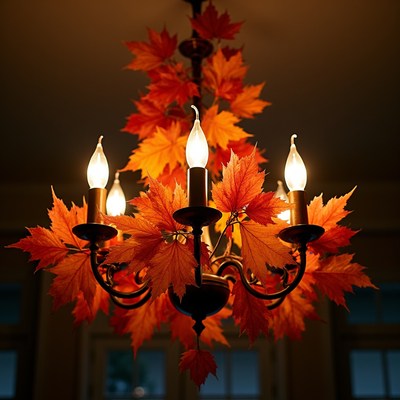 Chandelier with autumn leaves