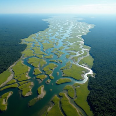Aerial View of Green River Delta Marshes