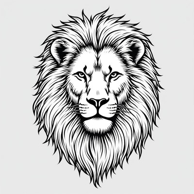 Lion head line art illustration