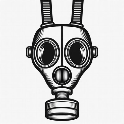 Black and white gas mask illustration