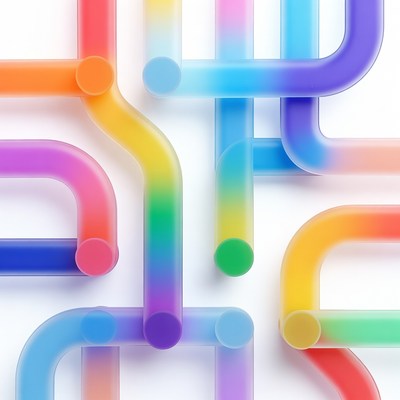 Colorful Gradient Tubes Abstract Pattern