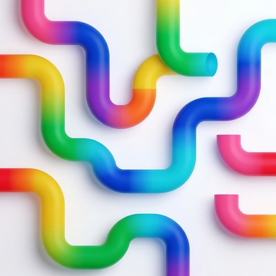 Colorful Rainbow Pipes on White Background