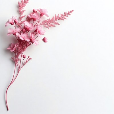 Pink Flowers on White Background