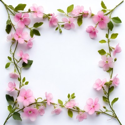 Pink Flowers Square Frame