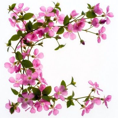Pink Geranium Flowers on White Background