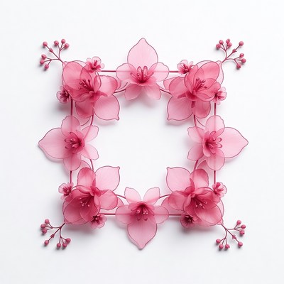 Pink Flowers Forming Square Frame