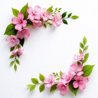 Pink Hibiscus Flowers Corner Border