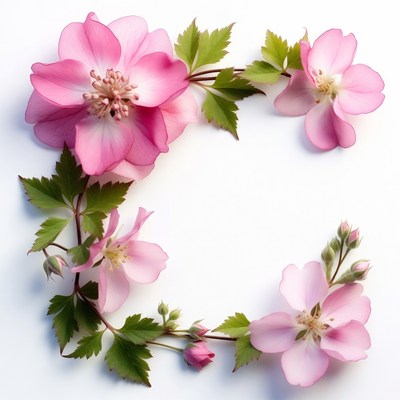 Pink Anemone Flowers C-Shape Border