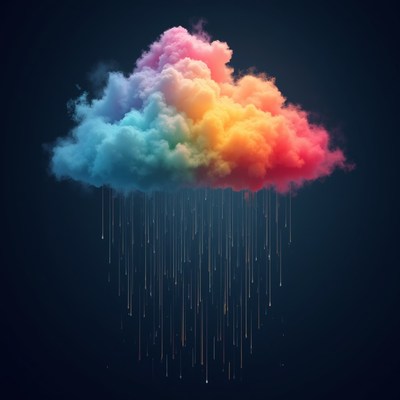 Rainbow Cloud Raining Colors
