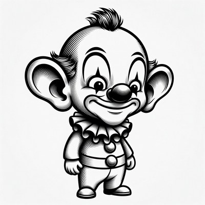 Cartoon Clown Standing Smiling