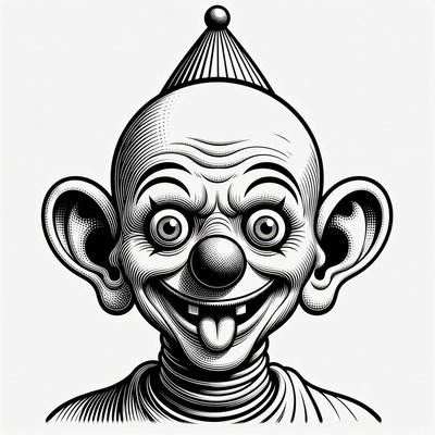 Creepy Clown Face Illustration