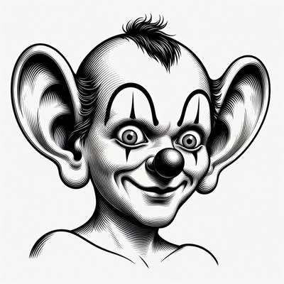 Cartoon Clown with Big Ears