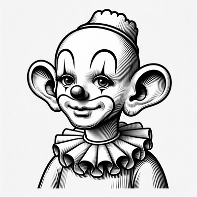 Cartoon Clown with Crown Illustration