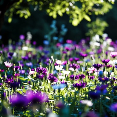Purple Daisy Flower Field