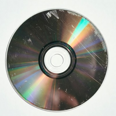Scratched CD Disc Closeup
