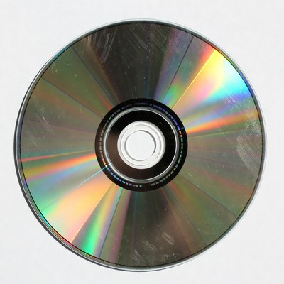 Shiny CD Disc on White Background