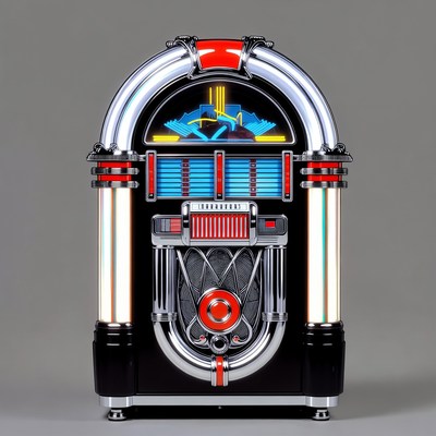 Vintage Red Jukebox with Neon Lights