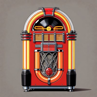 Retro Red Jukebox with Vinyl Record