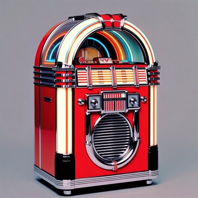 Vintage Red Jukebox with Neon Lights