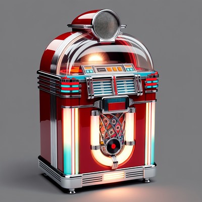 Red Retro Jukebox with Neon Lights