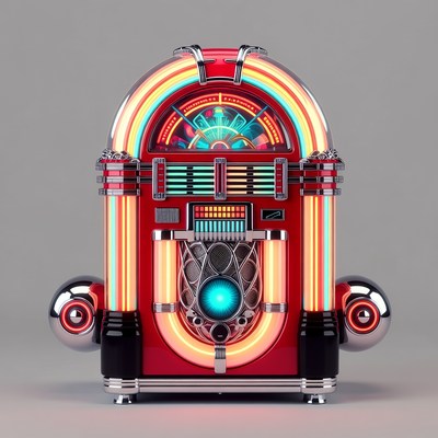 Vibrant Neon Retro Jukebox