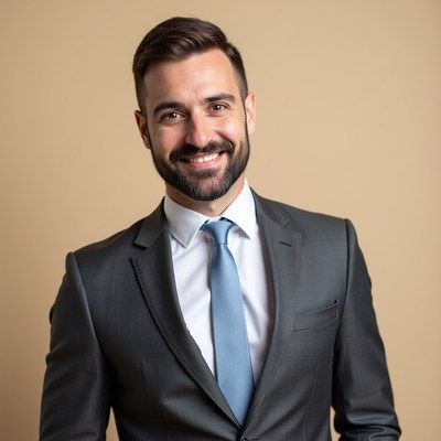 Smiling man in gray suit