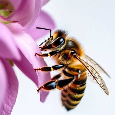 Honeybee on pink flower