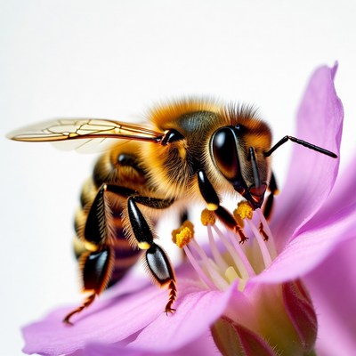 Honeybee Pollinating Purple Flower