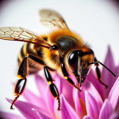 Honeybee on pink flower